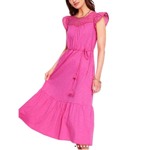 Boden Maxi Dress 8 L Cotton Colorful Smocked Pockets Short Sleeve Washable NEW - Picture 9 of 16